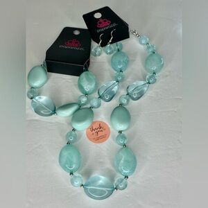 Brilliant Blue Chunky Necklace Bracelet Combo